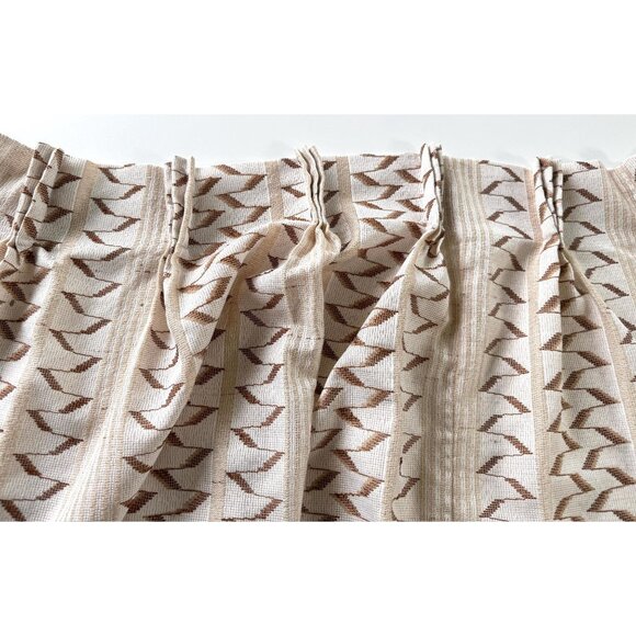 Vintage 80s curtain, tan brown zigzag abstract pattern, pleated, price for one - Picture 5 of 10